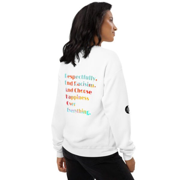End Racism White Unisex fleece sweatshirt - Image 9