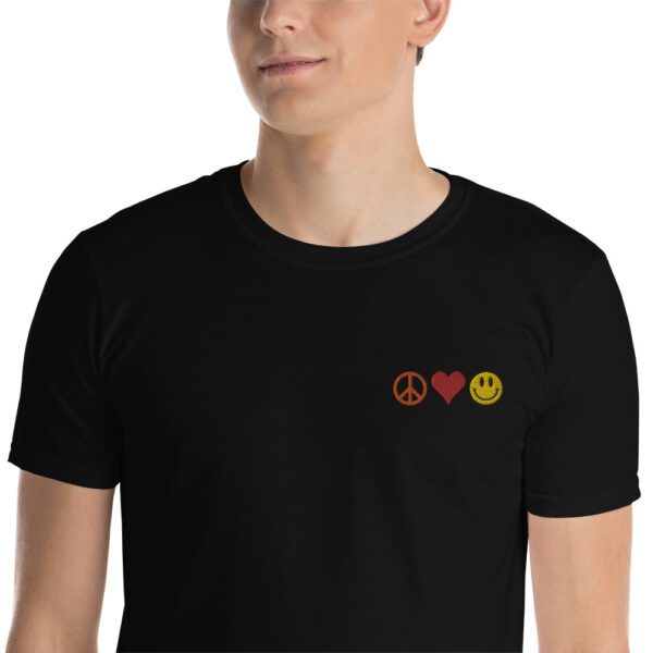 Peace, Love & Happiness Short-Sleeve Unisex T-Shirt - Image 3