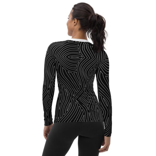 Sincerely Women's Black and White Long Sleeve Activewear Shirt - Image 2
