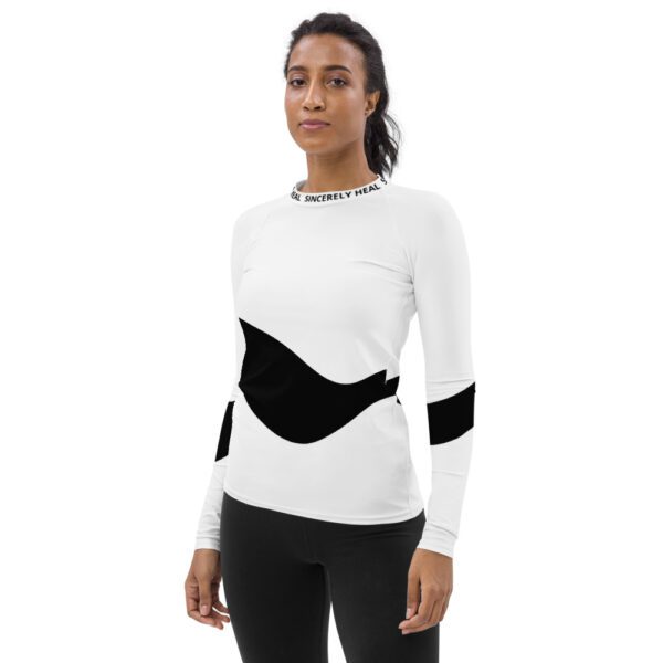 Sincerely Heal Black and White Long Sleeve Activewear Shirt - Image 3