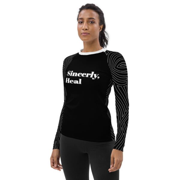 Sincerely Women's Black and White Long Sleeve Activewear Shirt - Image 3