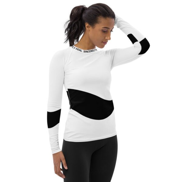 Sincerely Heal Black and White Long Sleeve Activewear Shirt - Image 4