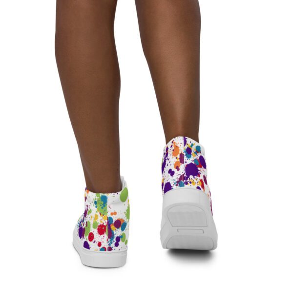 SOUL Chakras Paint Splatter Women’s High Top Canvas Shoes White and Green - Image 2
