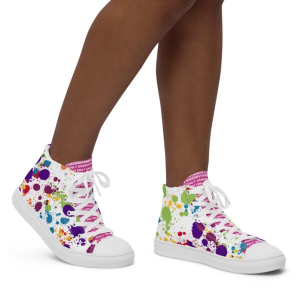 SOUL Chakras Women’s High Top Canvas shoes White and Pink - Image 3