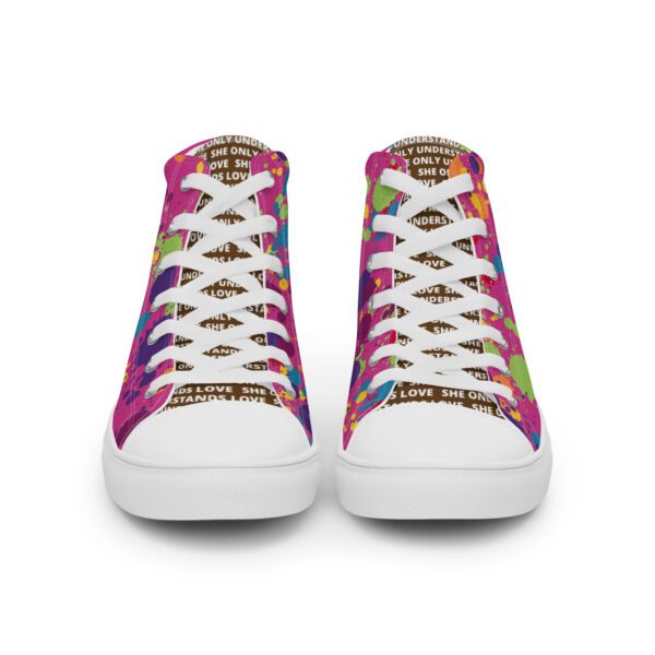 Chakras Women’s High Top Canvas Shoes Pink and White - Image 8