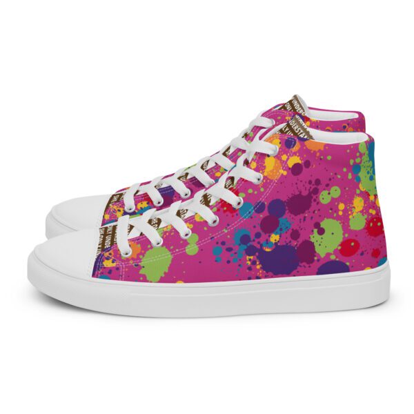 Chakras Women’s High Top Canvas Shoes Pink and White - Image 2
