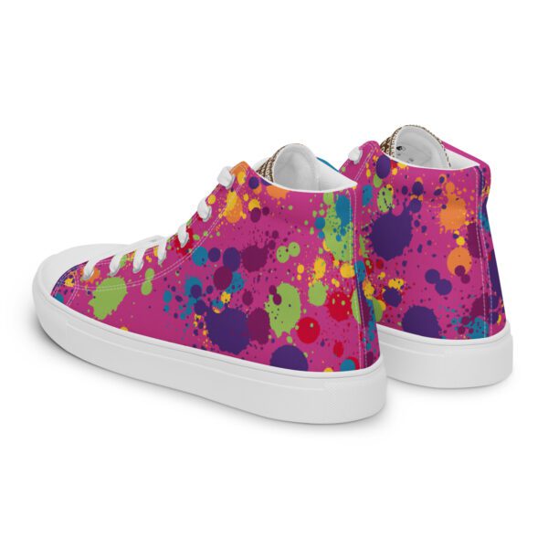 Chakras Women’s High Top Canvas Shoes Pink and White - Image 3