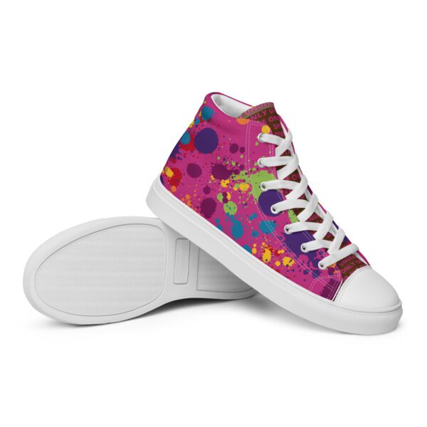 Chakras Women’s High Top Canvas Shoes Pink and Brown - Image 2