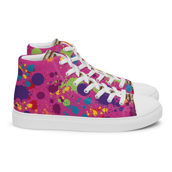 Chakras Women’s High Top Canvas Shoes Pink and White - Image 5